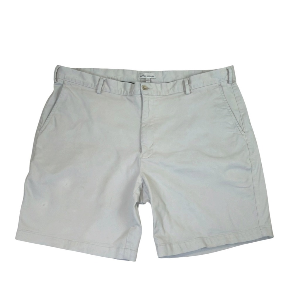 Peter Millar Chino Shorts Mens 40 Gray Classic Preppy Golf Cotton Twill Casual